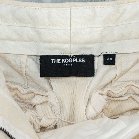 The Kooples Women's Pleated Corduroy Ecru Pants Flared leg size 38 24w - Picture 3 of 9